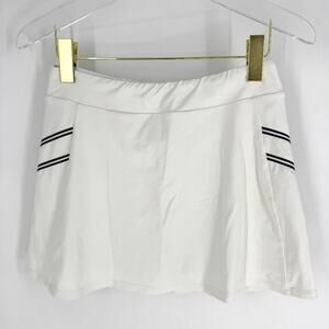 L'Oeuf Poché Baseline Tennis Skort White with Navy Sports Stripes Size Small